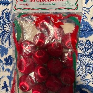Vintage Red Holiday Ornament Set